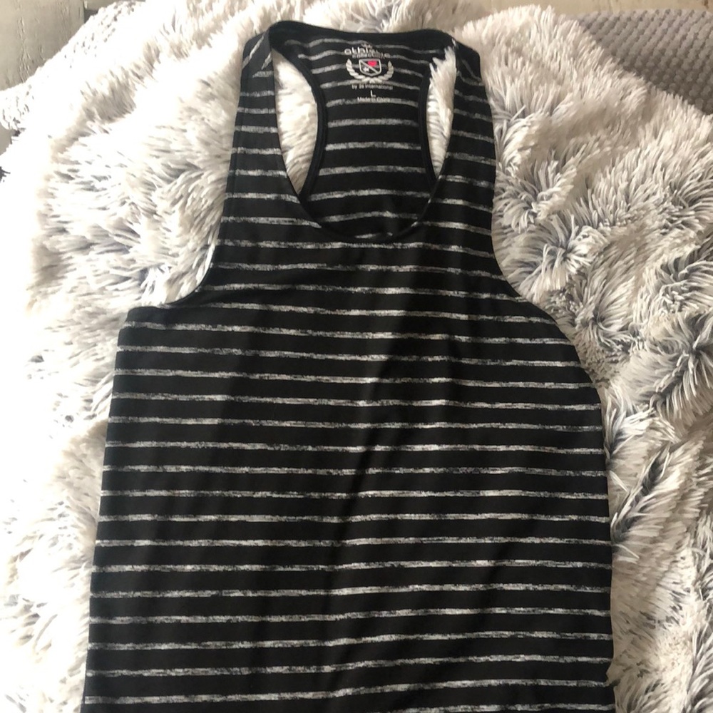 Black and grey striped racer back tank